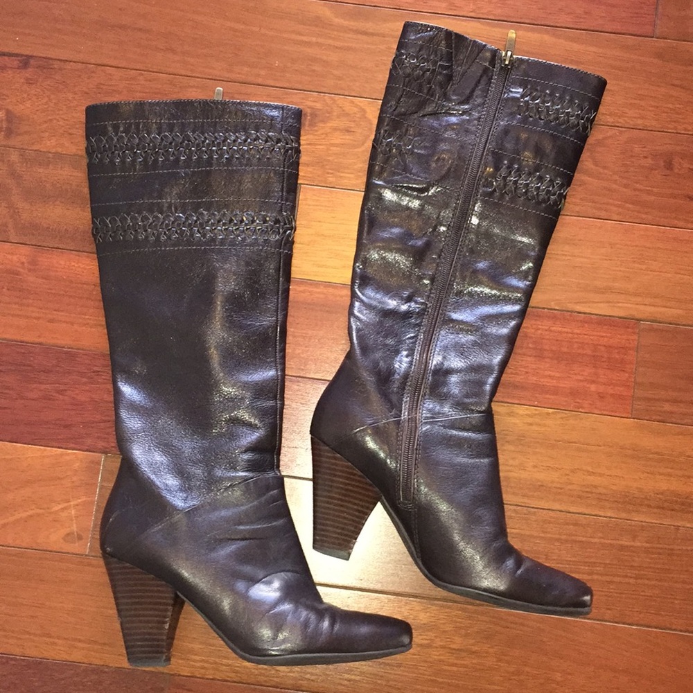 Enzo Angiolini knee high brown leather boots